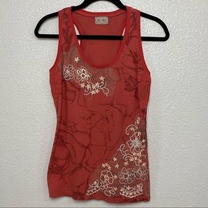 Miss Me orangey pink Sequin and lace Tank Top size large